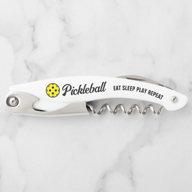 Pickleball fan corkscrew wine bottle opener gift (Front)