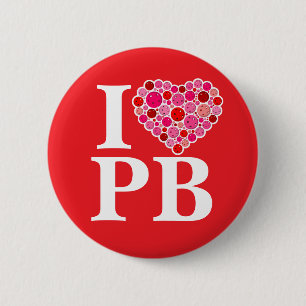 Pickleball Filled Heart Pink and Red I Heart PB 6 Cm Round Badge
