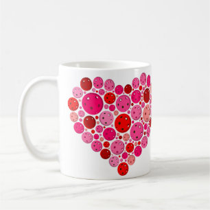 Pickleball Filled Heart Pink and Red Love Coffee Mug