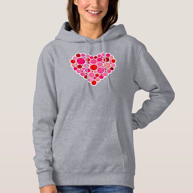 Pickleball Filled Heart Pink and Red Love Hoodie (Front)