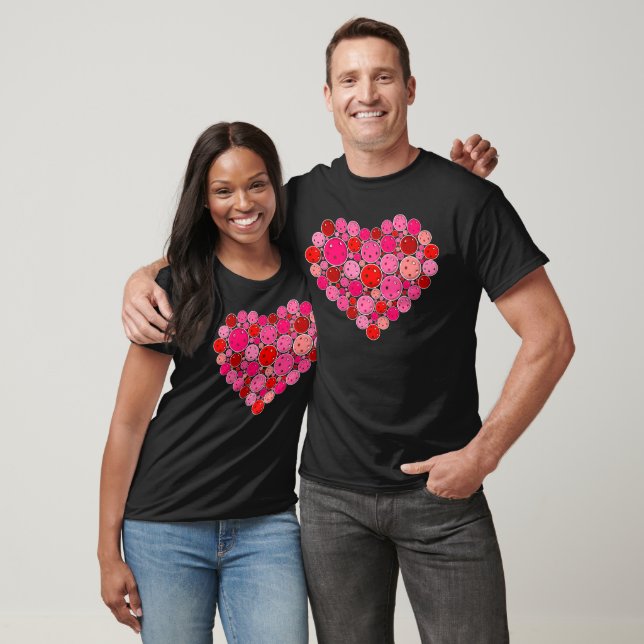 Pickleball Filled Heart Pink and Red Love T-Shirt (Unisex)