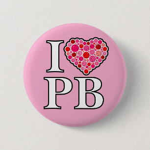 Pickleball Filled HeartRed and Pink I Heart PB 6 Cm Round Badge