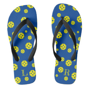 Pickleball flip flops with custom name initials