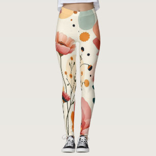 Pickleball Floral Paddle Whimsical Wildflower Leggings