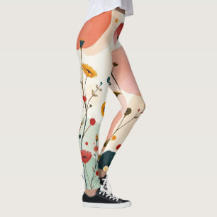 Pickleball Floral Paddle Whimsical Wildflower Leggings