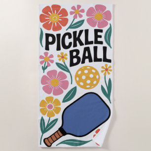 Pickleball Flower Paddle Gift Beach Towel