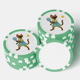 Pickleball for Siamese cat lovers Poker Chips