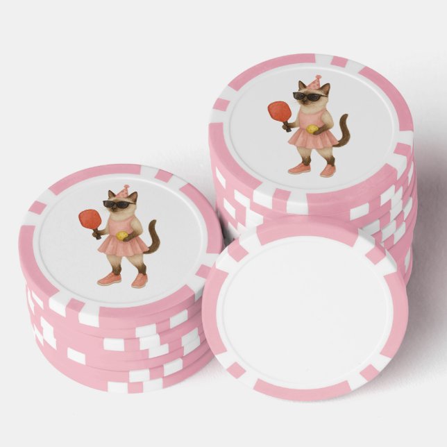 Pickleball for Siamese cat lovers  Poker Chips (Stack)