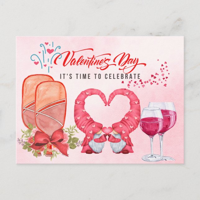 Pickleball for Valentine's Day heart watercolor  Holiday Postcard (Front)