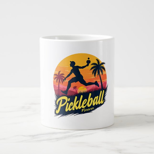 Pickleball Forever Sunset  Large Coffee Mug (Front)