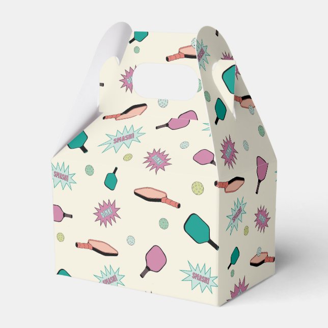 Pickleball! Fun Colourful Pattern Favour Box (Front Side)