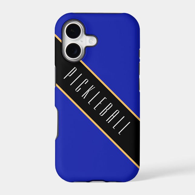 PICKLEBALL Fun Royal Blue Black Diagonal Stripes (Back)