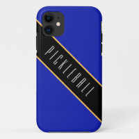 PICKLEBALL Fun Royal Blue Black Diagonal Stripes