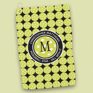 Pickleball Fun Sports Pro Funny Modern Custom Name Golf Towel