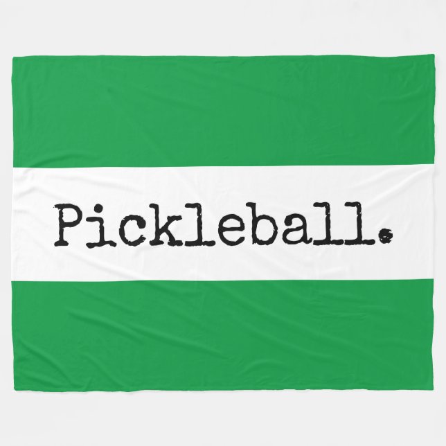 PICKLEBALL Fun Sporty Bright Green White Stripes Fleece Blanket (Front (Horizontal))