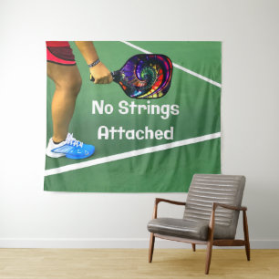 Pickleball Funny No Strings Attached Tapestry