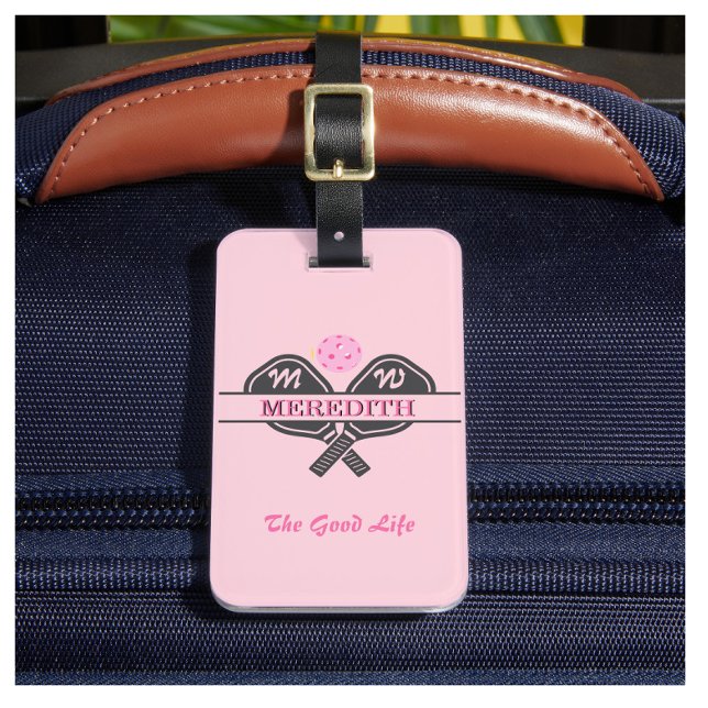 Pickleball Gal Paddles Monogram Custom Name   Luggage Tag (Creator Uploaded)