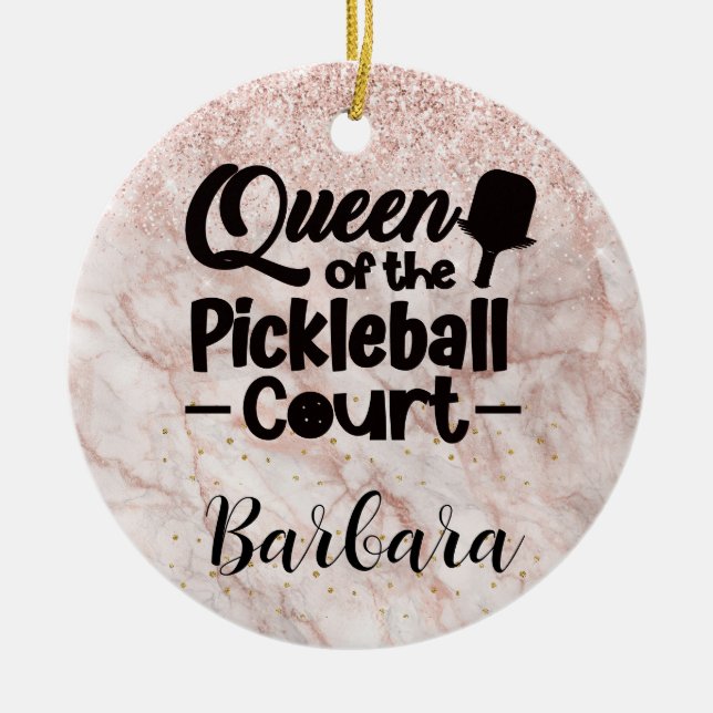 PIckleball Gal Queen of the Court  Ceramic Tree Decoration (Front)