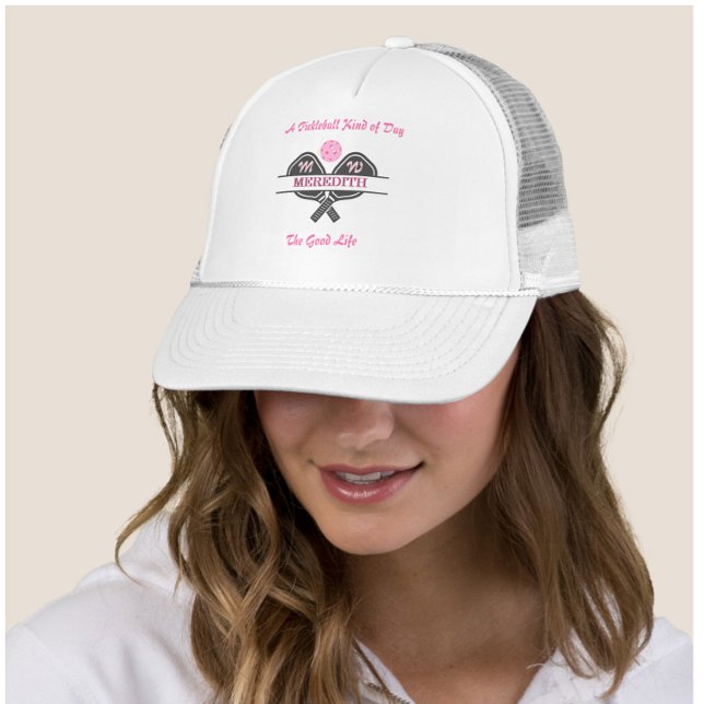 Pickleball Gal w/Paddles Monogram First Name Trucker Hat (Creator Uploaded)