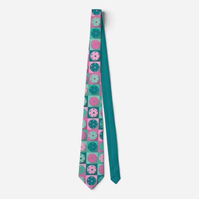 Pickleball - geometric pattern, pastel colors. tie (Front)