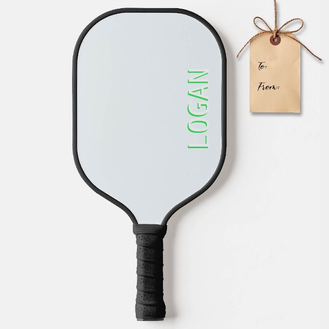 Pickleball Gift Personalised Electric Green Name Paddle (pickleball gift personalized paddle electric green custom text name text modern blue)