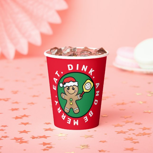Pickleball  Gingerbread boy custom text  Paper Cup (Insitu)