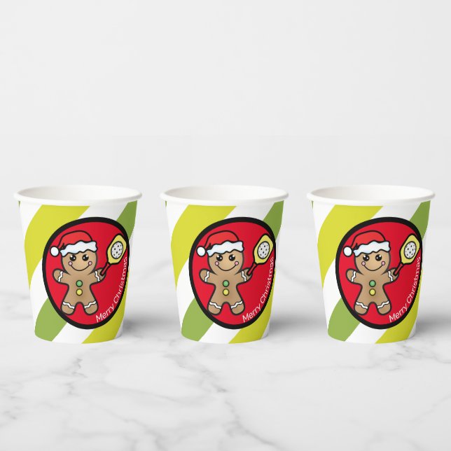 Pickleball  Gingerbread boy  custom text  Paper Cups (Multi)