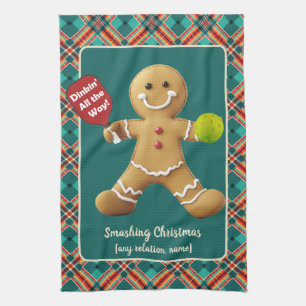 Pickleball Gingerbread Cheer Tea Towel