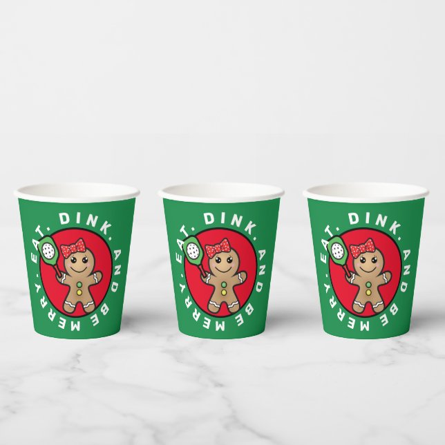 Pickleball  Gingerbread girl custom text  Paper Cu Paper Cups (Multi)