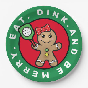 Pickleball  Gingerbread girl custom text  Paper Plate