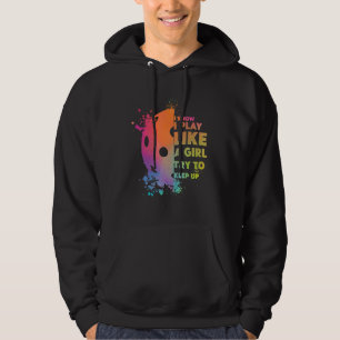 Pickleball Girl Ladies Watercolor I Know I Play Li Hoodie