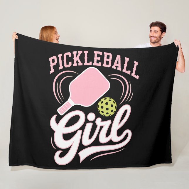 Pickleball Girl Player Fleece Blanket (In Situ)