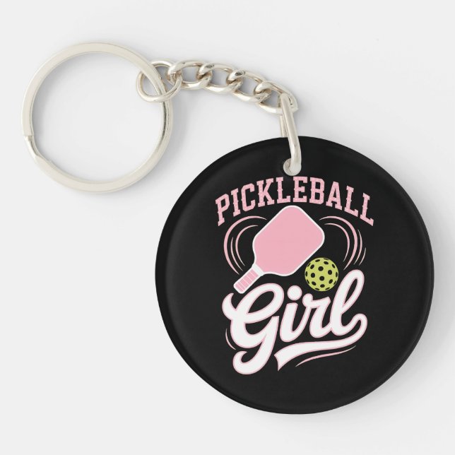 Pickleball Girl Player Key Ring (Front)