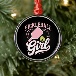 Pickleball Girl Player Metal Tree Decoration