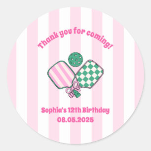 Pickleball Girls Birthday  Classic Round Sticker