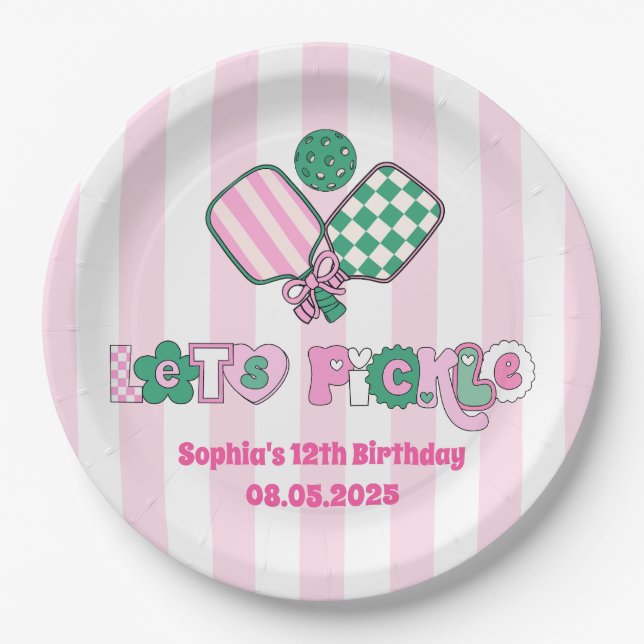 Pickleball Girls Birthday  Paper Plate (Front)