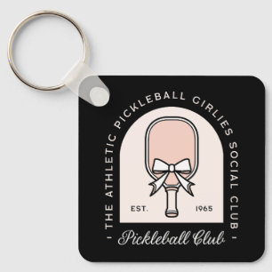 Pickleball girls club squad fancy black aesthetic key ring