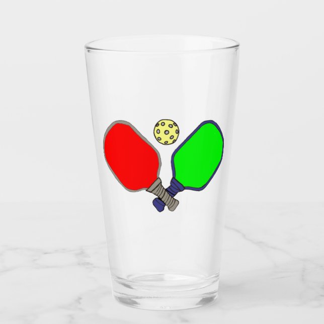 Pickleball glass. Glass Cup (Front)