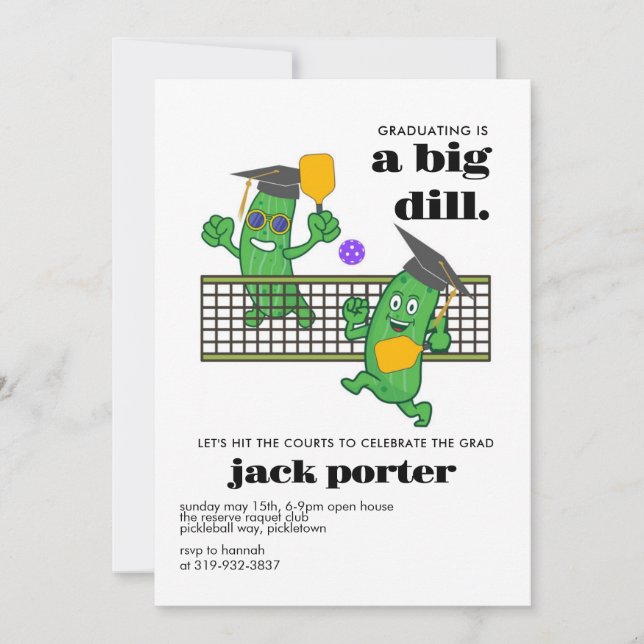 Pickleball Graduation Party Pickle Ball Open House Invitation (Front)