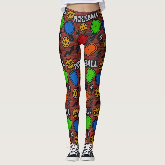 Pickleball Graffiti  Art Burst Women’s Leggings (Front)