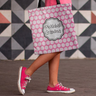 Pickleball Grandma Carnation Pink and White Tote Bag