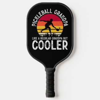 Pickleball Grandpa Retro Sunset Silhouette Paddle