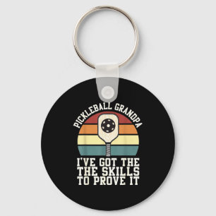 Pickleball grandpa vintage sunset paddle key ring