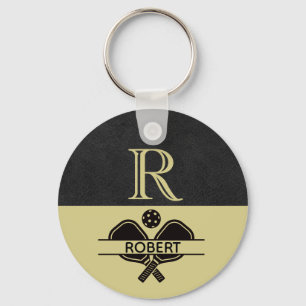 Pickleball Guy Custom Monogram Initial Name    Key Ring