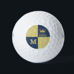 Pickleball Guy Golfer King Monogram Initial Name  Golf Balls<br><div class="desc">You'll be a winner with this special golf ball -- truly makes him the king of the court and greens-- Blue and Gold, with a crown of course, and a 2-tone 3D Monogram. Would also make a wonderful gift for the pickleball / golf enthusiastic. Any design questions, just send an...</div>