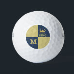 Pickleball Guy Golfer King Monogram Initial Name  Golf Balls<br><div class="desc">You'll be a winner with this special golf ball -- truly makes him the king of the court and greens-- Blue and Gold, with a crown of course, and a 2-tone 3D Monogram. Would also make a wonderful gift for the pickleball / golf enthusiastic. Any design questions, just send an...</div>