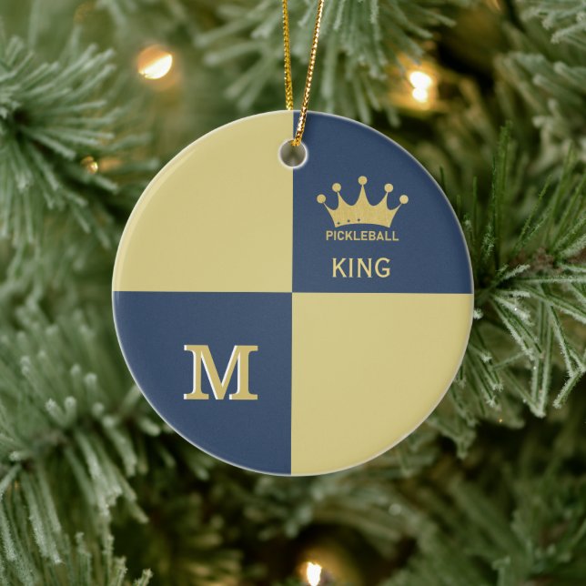 Pickleball Guy King Monogram Initial Ceramic Tree Decoration (Tree)
