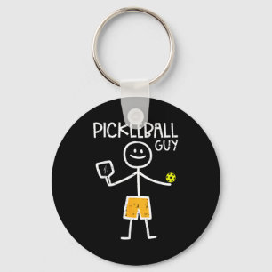 Pickleball guy stickman pickle ball men boys kids key ring