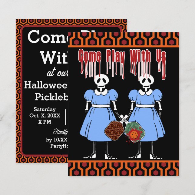 Pickleball Halloween Costume Party Horror Twins Invitation (Front/Back)