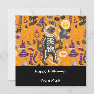 Pickleball halloween party for cat lovers  card
